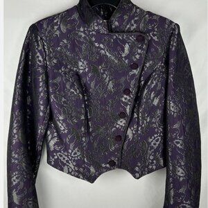 Vtg Hobby Horse Clothing Purple Metallic Jacquard Show Jacket Sz M Western Rodeo